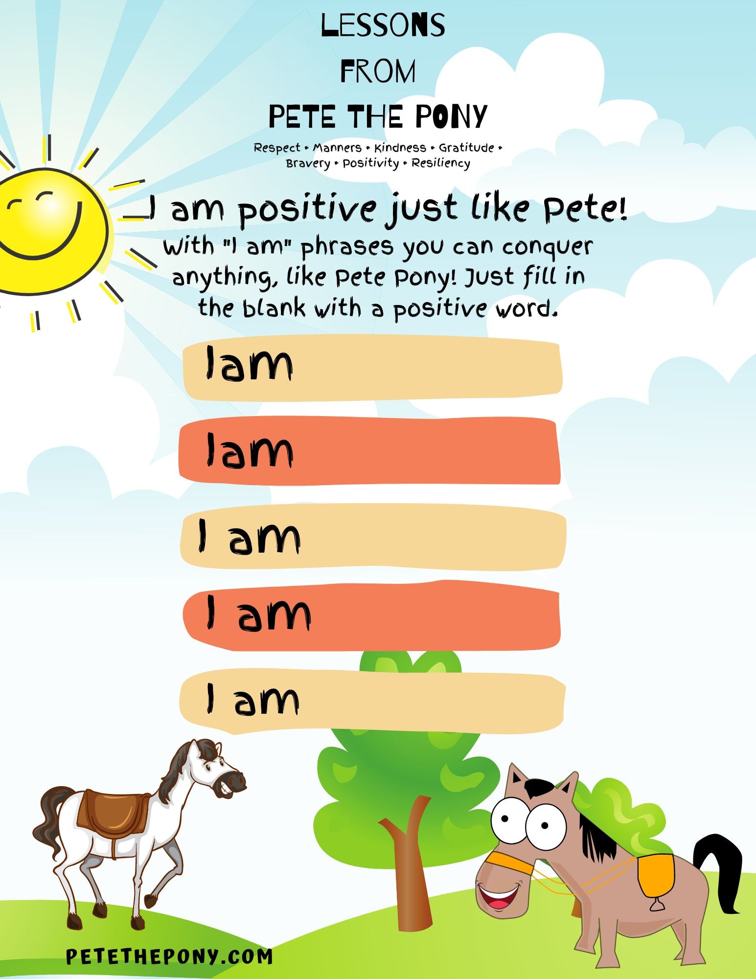 Build confidence with Pete’s I AM worksheets!
