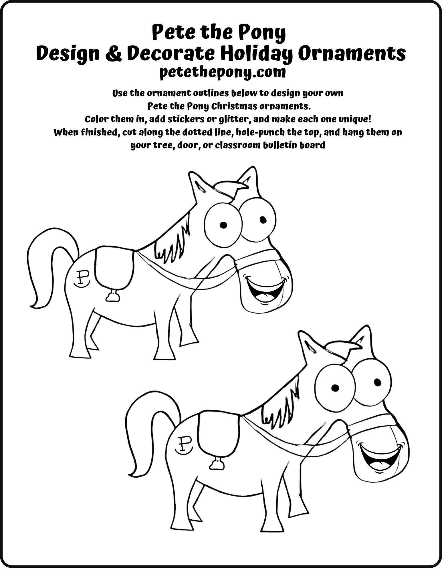 Pete the Pony — Design & Decorate Holiday Ornaments!